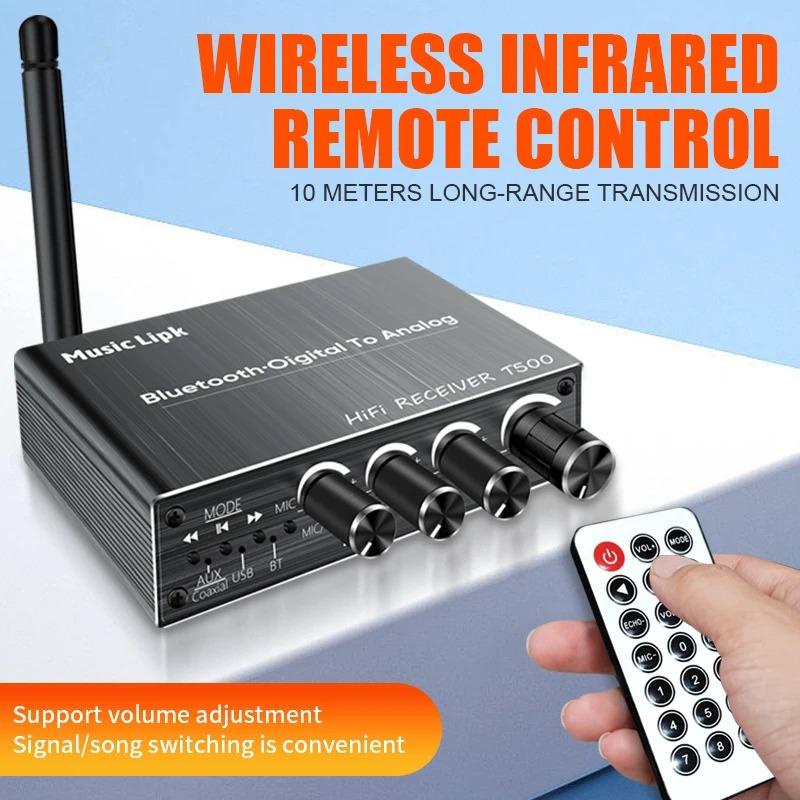 Bluetooth 5.4 Audio Receiver 3D Stereo Coaxial DAC Converter USB U-Disk Play 6.5mm Mic Karaoke Wirelss Adapter For Car Speaker