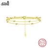 EFFIE QUEEN Fashion Simple Layer 3mm Beaded Chain Bracelet For Women S925 Sterling Silver Three Layered Bracelet Jewelry SB173