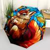 1 Stück Buntglas Eichhörnchen Design Automatisches Aufklapp-Regenschirm mit 8-Speichen-Eisenrahmen, Geeignet für Fans, Reisen, Tägliche Nutzung und Geschenke - Outdoor