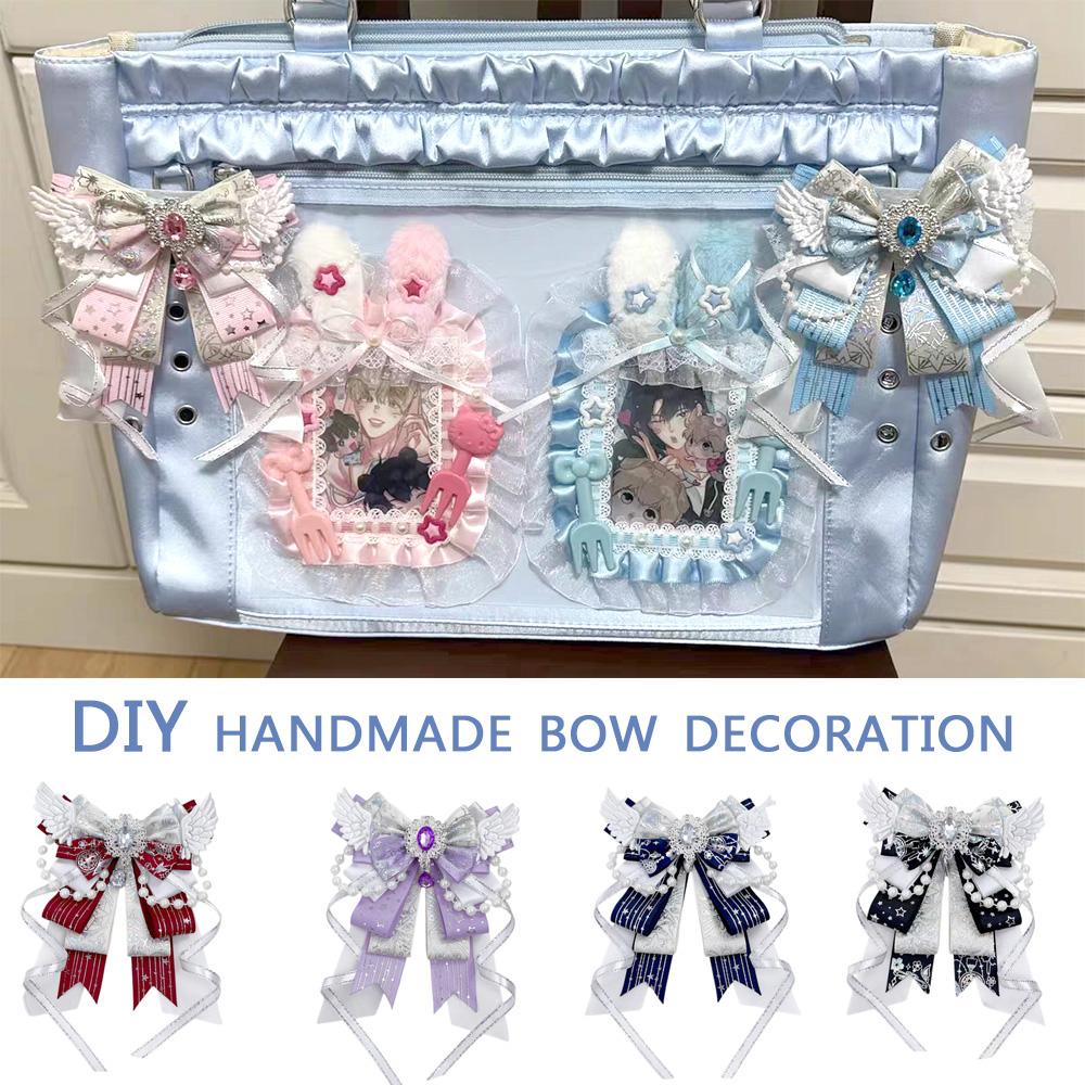 Anime Itabag Bow Pendant Versatile Ribbon Brooch Pin Messenger Bag DIY Lolita Angel Wing Itabag Jewelry Decoration Friend Gifts
