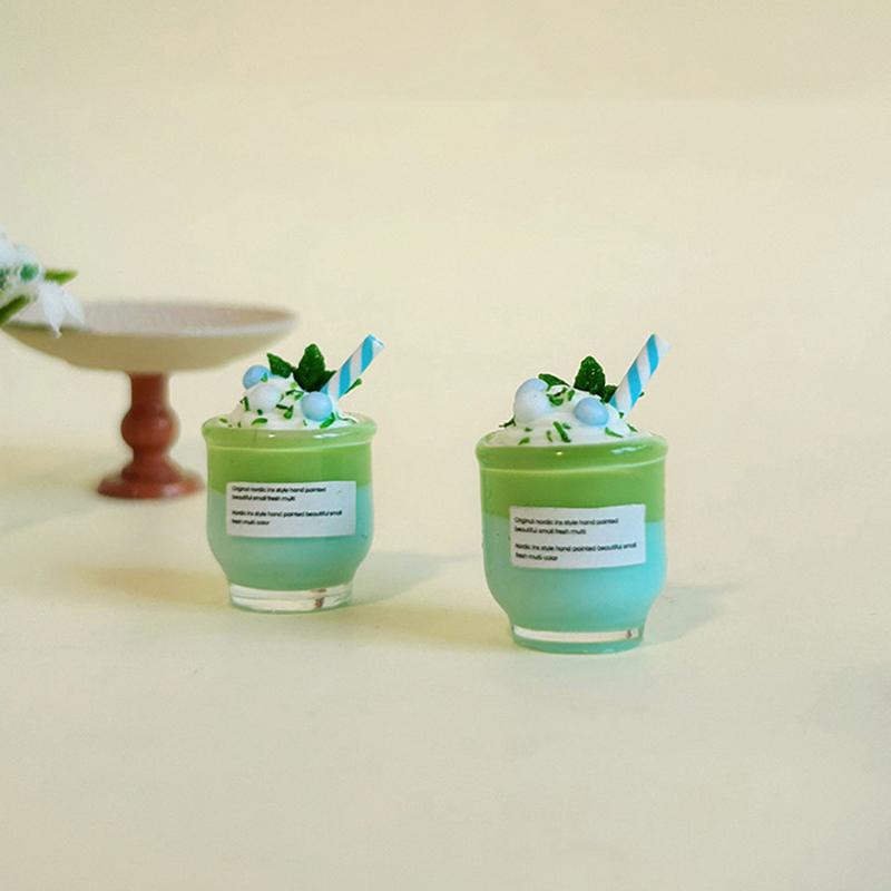 1/12 Dollhouse Mint Milk Drink Cup Model Dollhouse Dessert Shop Drinks Decoration Dolls House Accessories Pretend Play Toys