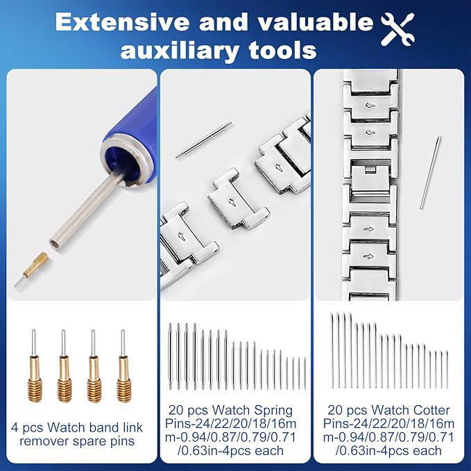 Watch Repair and Adjustment Tool Set: Includes Disassembly Tools, Large Flathead Screwdriver, and Band Removal Tools.