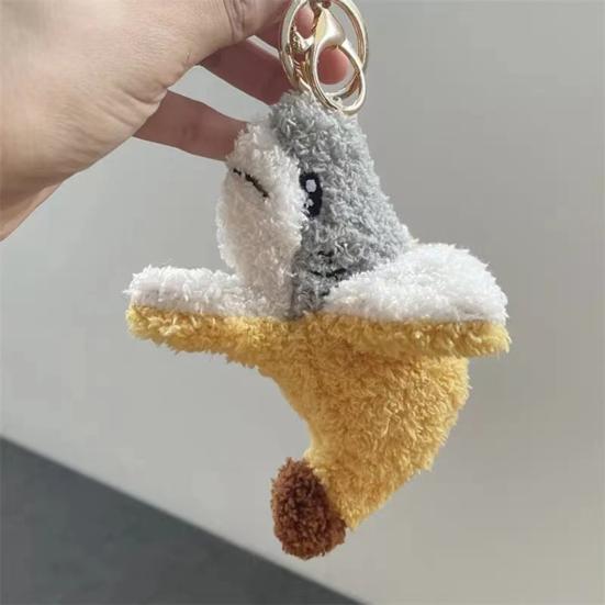 Shark Plush 2-i-1 Doll Pendant Creative Shark Banana Nøkkelring Plysj Hengende Ornament Myk tegneserie utstoppet dyredukke