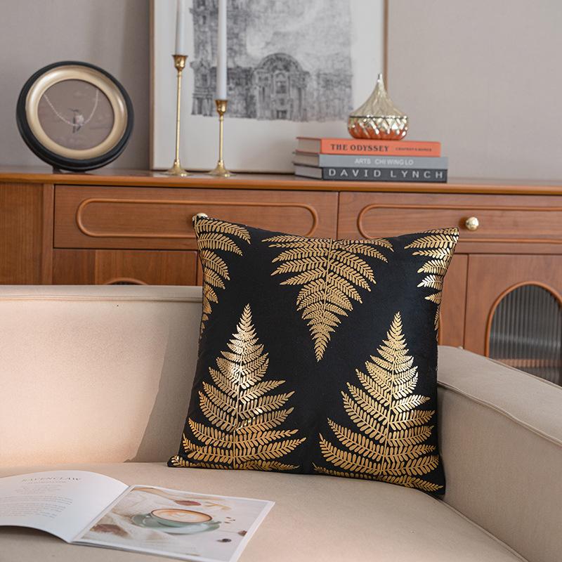 New Hot Stamping Pillow Cover Gold Leaf Letter Print Pillow Cover Short Plush Living Room Bedroom Cushion Cover