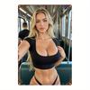 D Art Mural Métallique Lingerie Noire Selfie Blonde Affiche x Pouces Décoration Moderne pour Salon Chambre Salle de Jeux Facile à