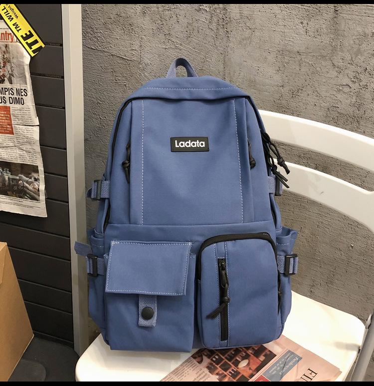 

Korean version of anti-splashing fabric, simple student schoolbag, anti-theft and earthquake-resistant college style backpack, computer backpack. Single Pack синий