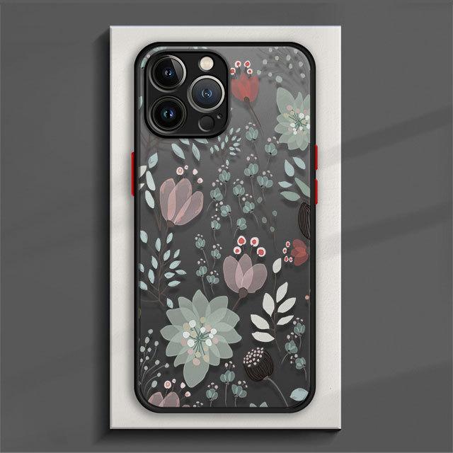 Matte Phone Case For Samsung Galaxy S23 S22 S21 S20 Fe Ultra S10 S9 S8 Plus S10e S10lite Note 10plus 20ultra 8 Dark Blue Flower