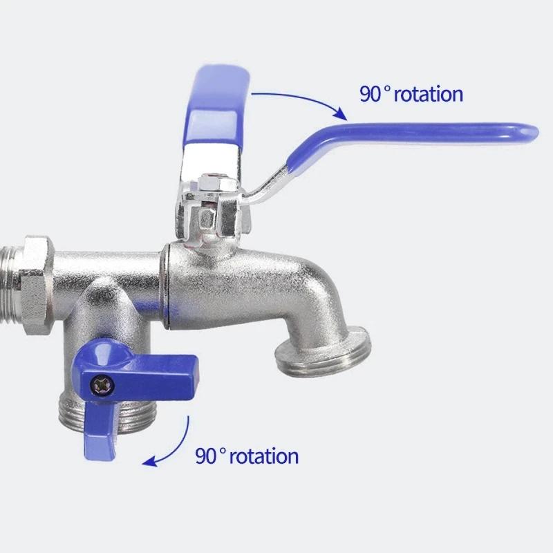 Double Head Water Faucet 1/2'' 3/4'' Water Splitter Connector Coupling Adapter Valve Switch Garden Hose Irrigation Tap Joint