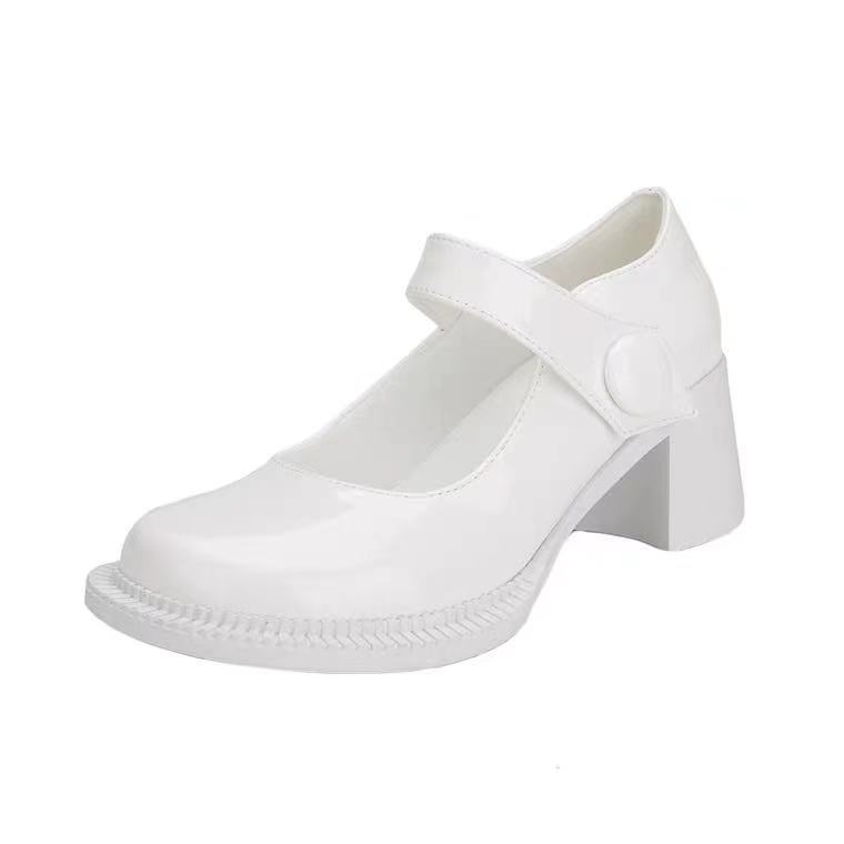 fashion Gothic High Heel Mary Jane Shoes Women's Wide Toe Block Heels Pumps Girls Lolita Shoes Cosplay Ladies White Elegant Dressy Shoes