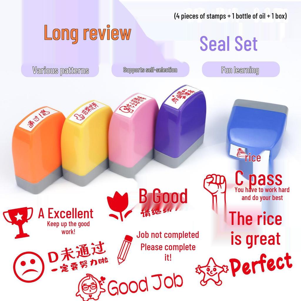 Teacher's Reward Homework Stamps: Cartoon Praise & Encouragement for Students