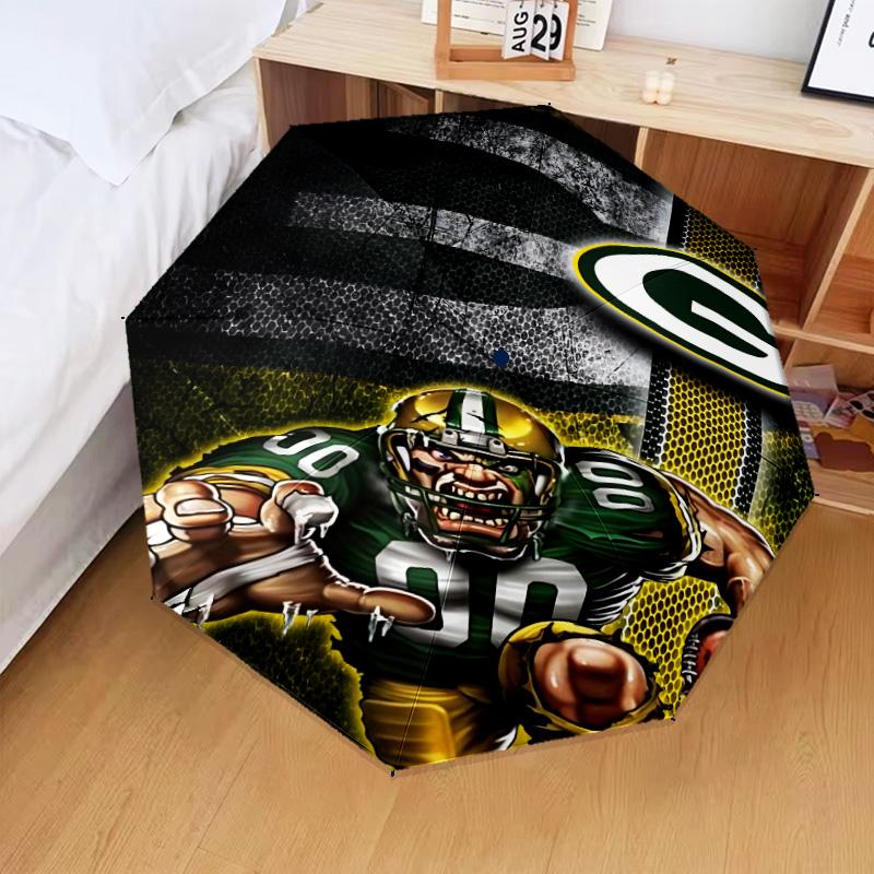 Green Bay Packers Fan Gear Umbrella Folding umbrella, automatic umbrella 8-Frame for Travel, camping Use Gift for Halloween Christmas