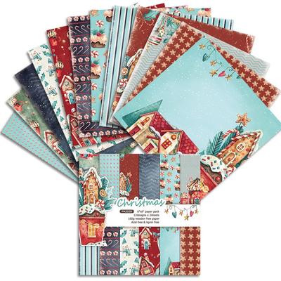 6-inch Christmas DIY Photo Album Scrapbook Hand Account Background Paper Card Making Background Paper Single Side 12 Patterns