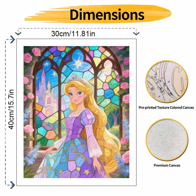 Disney Princess Stained Glass Painting by Numbers Hand Filled Drawing Art Kit Home Decor