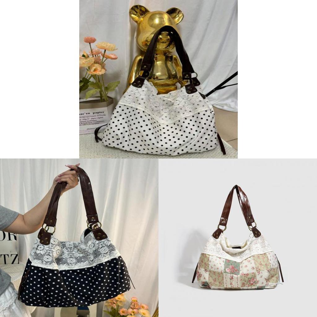 Casual Floral Cotton Patchwork Embroidered Bag For Daily Use With Lock Closure