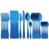High Quality 24Pcs Blue Cutlery Set Stainless Steel Dinnerware Knives Forks Coffee Spoons Tableware Kitchen Party Silverware Set