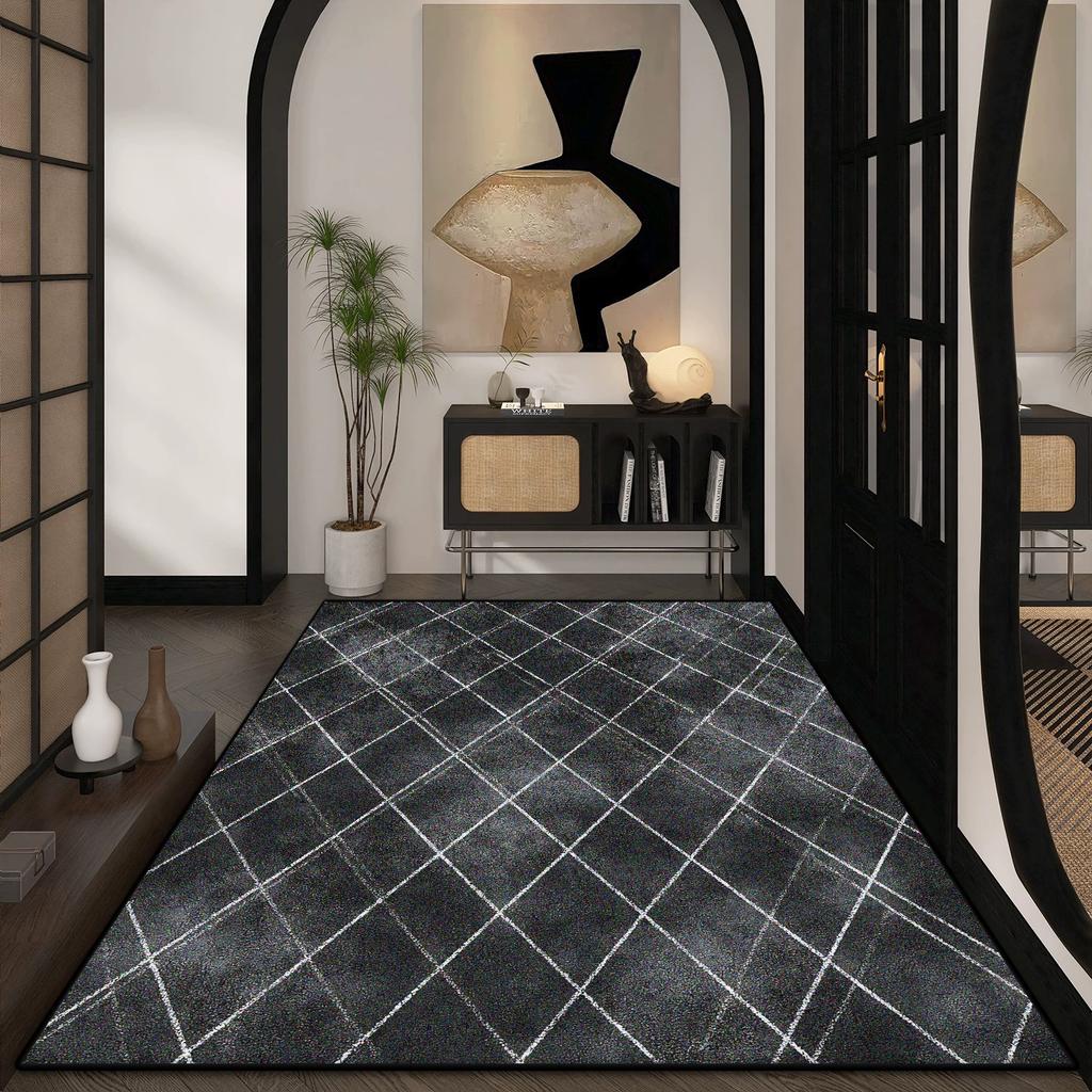 Simple Style Large Living Room Carpet Retro Striped Decoration Home Washable Rug Lounge Office Coffee Tables Flannel Floor Mats