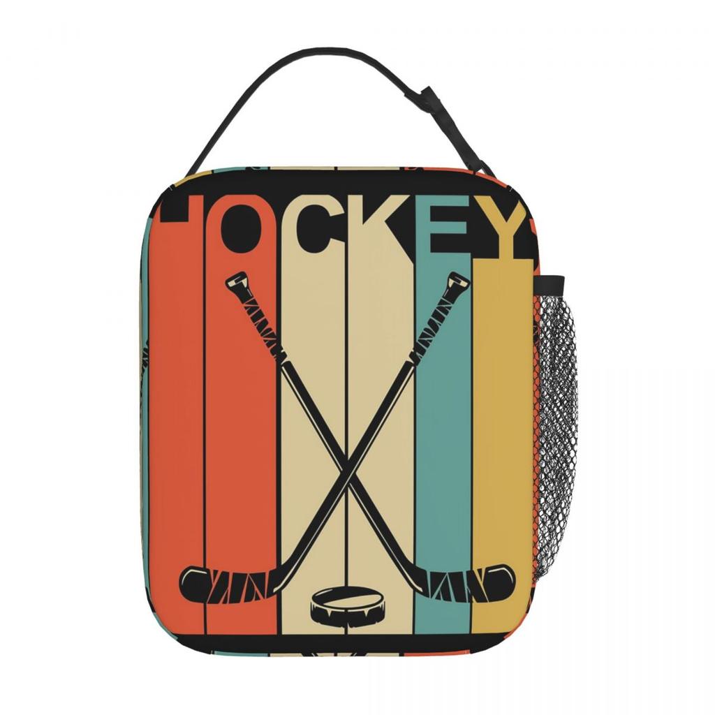 Hockey Vintage Insulated Lunch Bag for Women Office Cooler Thermal Food Box Tote Portable Lunch Boxes Container