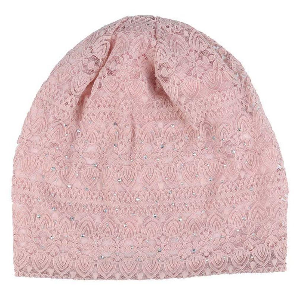 Ethnic Style Warm Bonnet Caps Rhinestones Hijab Turban Cap Casual Lace Beanie Hats  Autumn Spring