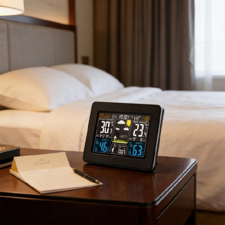 Modern Digital Weather Stations With Alarm Clock Function And Clear Color Screen Display Indoor Thermometers Hygrometer