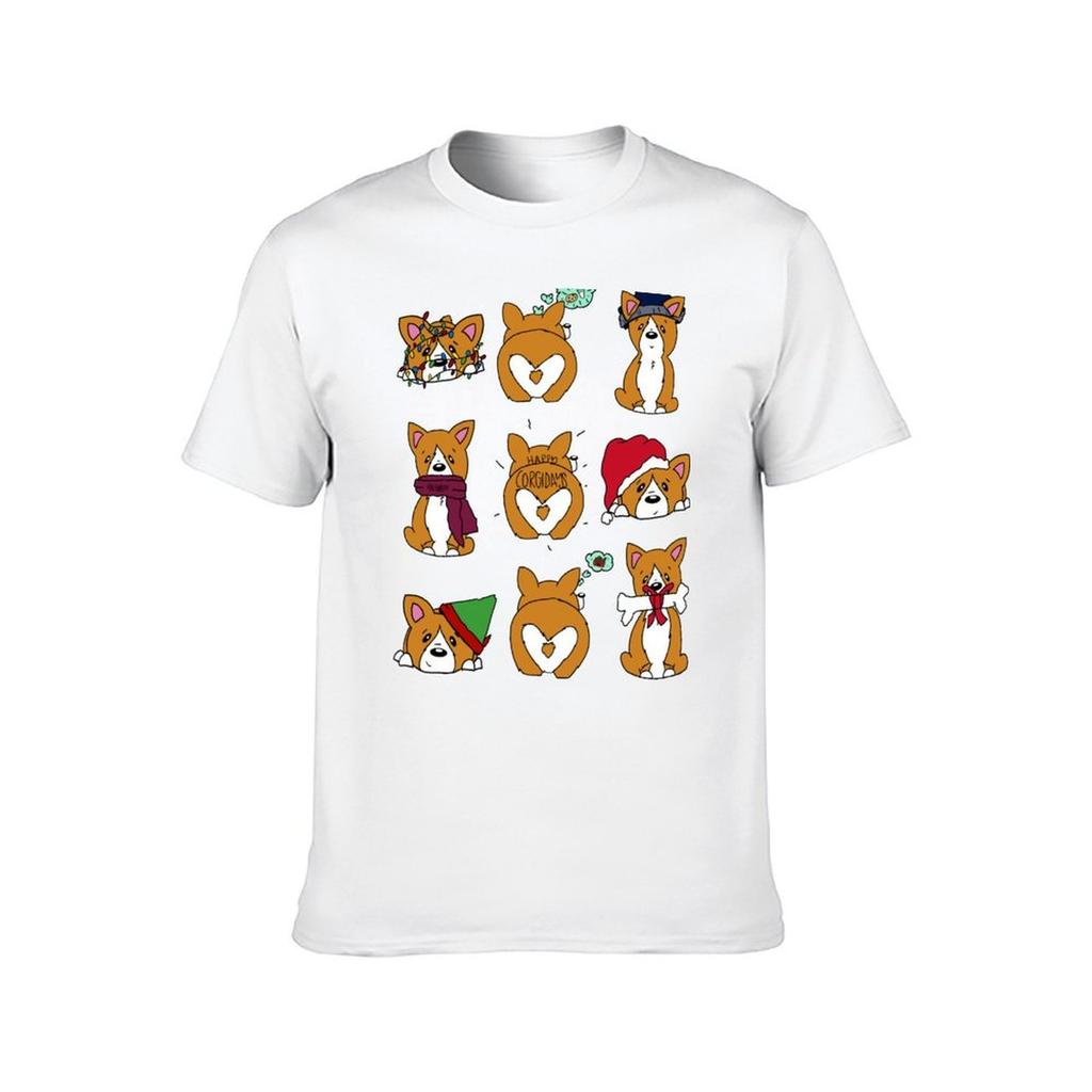 Holiday Corgs TShirt cotton t shirts high quality g man t shirts for men TShirt