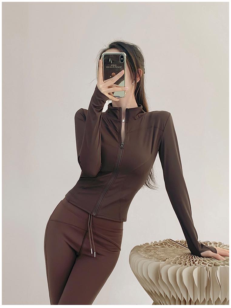 Damska kurtka do jogi z długim rękawem, szybkoschnąca, do biegania i fitnessu