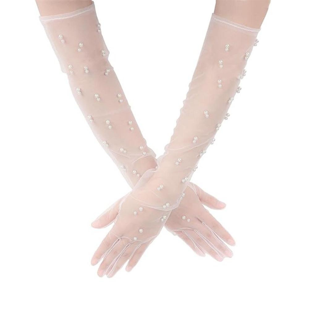 Mesh Bridal Gown Mittens Long Evening Prom Decor New Costume Gloves  Party Dress