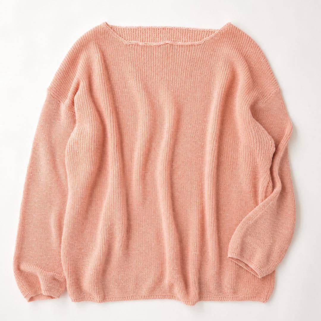 Good Condition SLOBE IENA Linen Blend Boat Neck Knit F Orange 24SS
