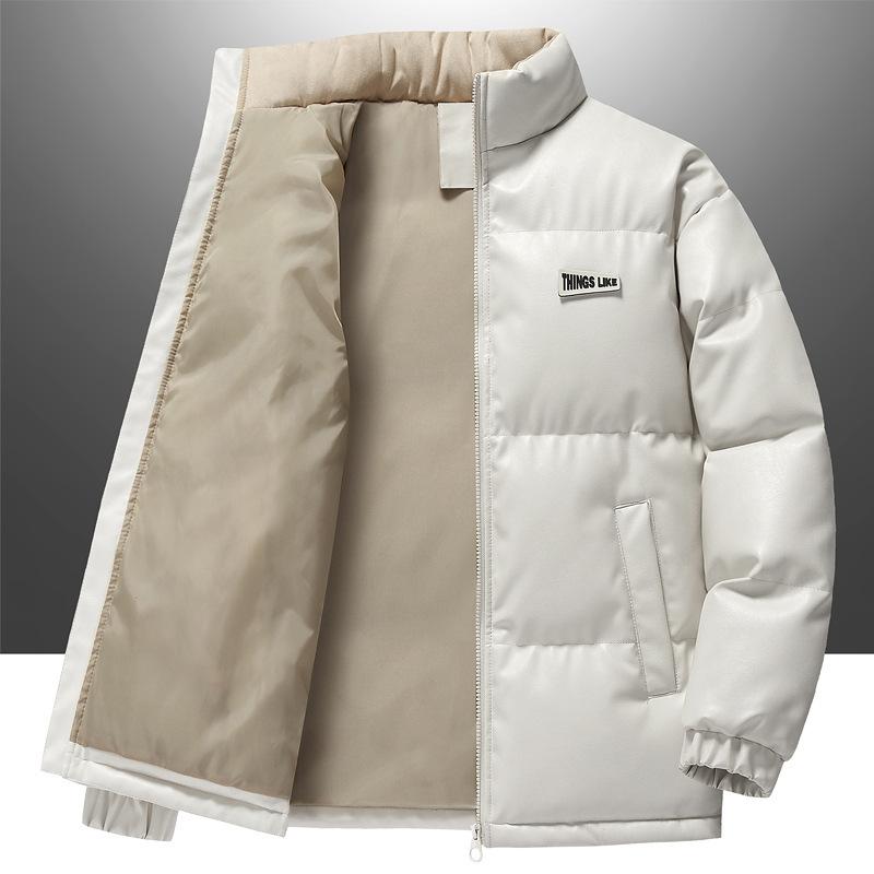 

Men s Cotton Jacket Hong Kong Style Standing Collar Thickened Winter Warm Jacket Youth Solid Color Versatile Cotton Jacket XXL