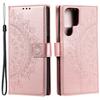 For Samsung Galaxy S24 Ultra Case PU Leather Mandala Flower Stand Cover with Strap