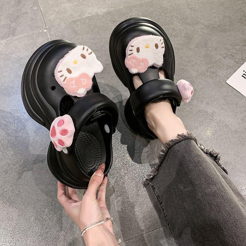 Roztomilý kreslený plážový vak Hello Kitty, pantofle s hlavou, nošení na jaro a léto 2025, nové protiskluzové pohodlné chladivé pantofle se silnou podrážkou