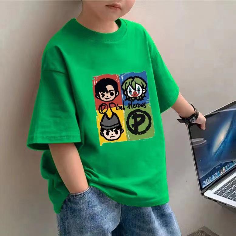 

Летняя футболка для мальчиков в корейском стиле из 100% хлопка - Модный и красивый дизайн 140cm зелёный