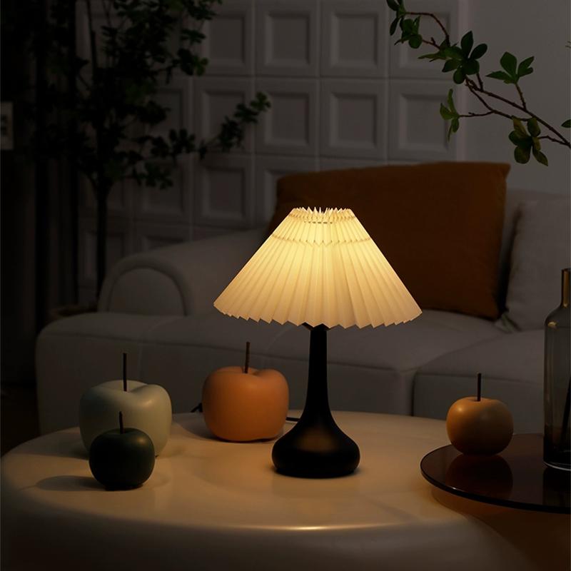 Nordic Plissee Tisch Lampe DIY Faltbare 5V USB 220V Kunst Atmosphäre Schlafzimmer Nacht Nacht Licht Hause Schmücken