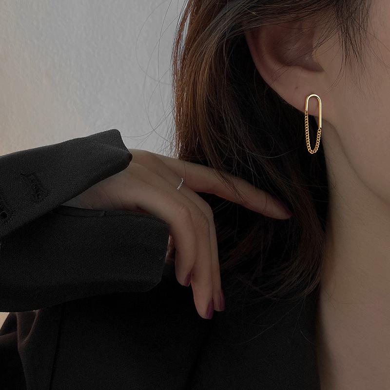 Color Simple Geometric Tassel Chain Earrings Female Fashion Temperament Elegant Charm Exquisite Jewelry Gift