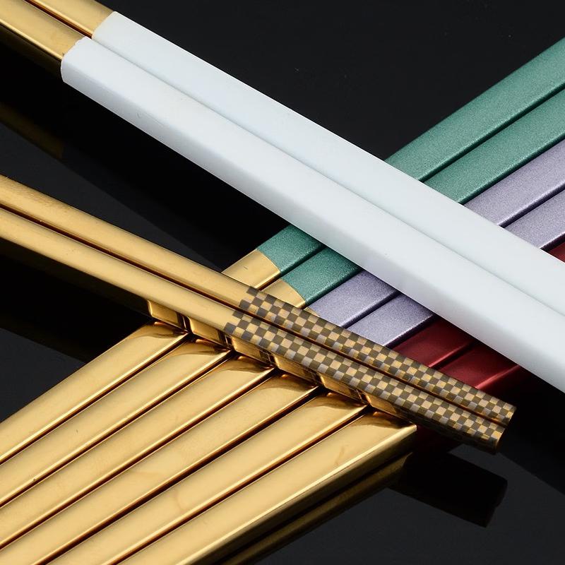 Ru Han Gold-Plated Stainless Steel Square Chopsticks