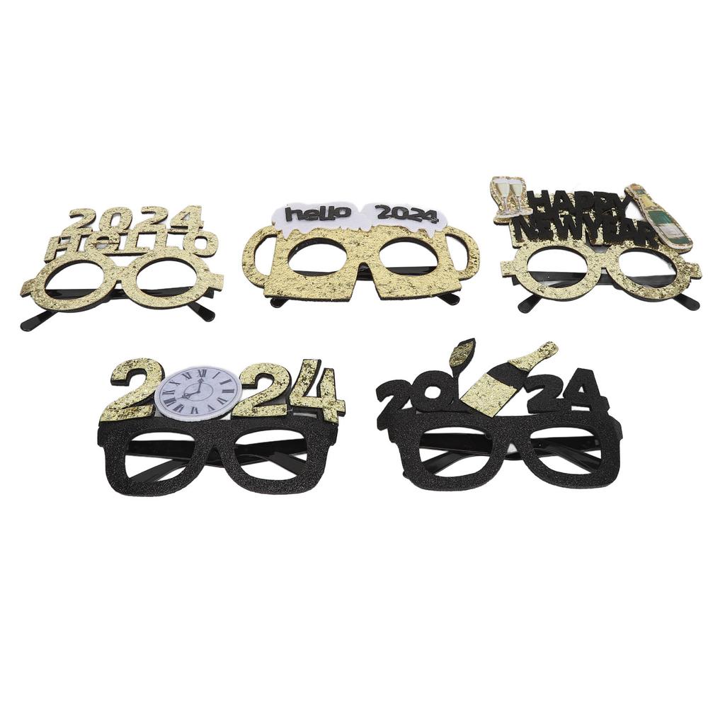 5 ks novoročních fotobudkových rekvizit, třpytivých brýlí, dekorací pro šťastný nový rok, fotodoplňků na párty