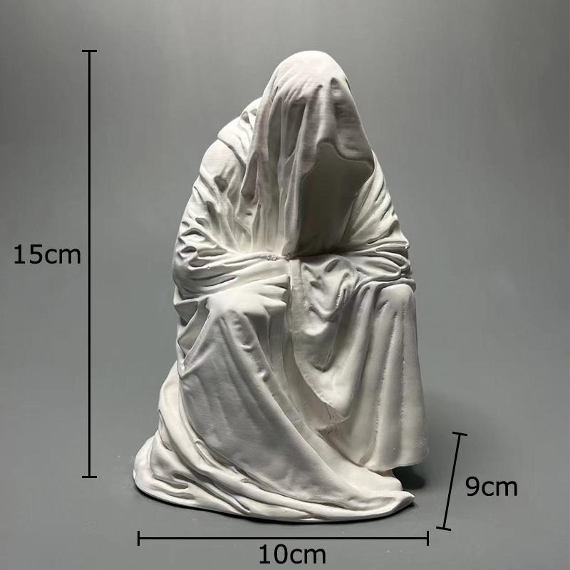 

Mysterious Robe Man Plaster Statue Desk Decoration Creative Figures Artwork Ornaments Characters Sculpture Room Aesthetic Decor
