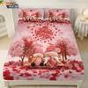 3pcs Valentine's Day Romantic Pink Love Gnome Print Coreless Bed Sheet Set Multi Size Bedroom Bedcover Holiday Decoration