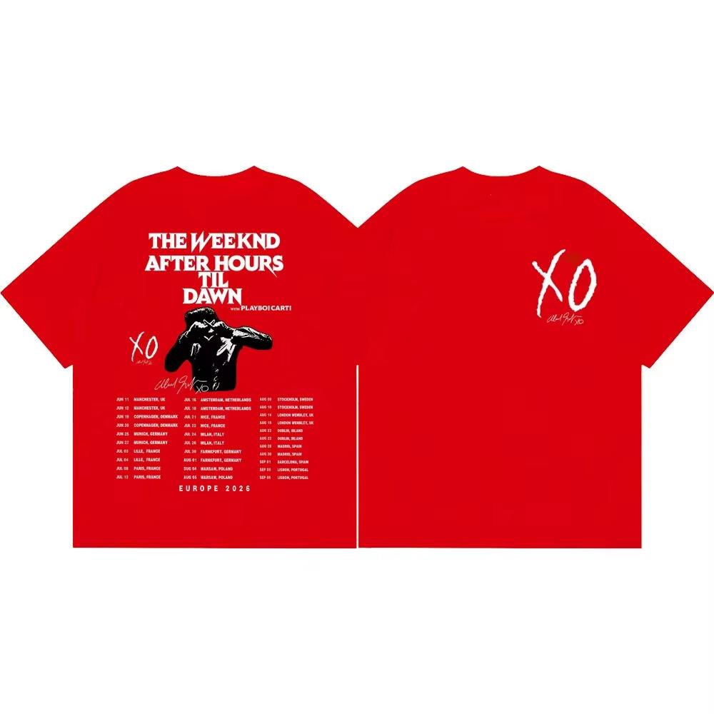 The Weeknd After Hours Til Dawn Tour 2026 Grafické tričko Hip Hop Vintage Streetwear Y2k Trička Oversize Krátký rukáv Dámské Pánské Oblečení