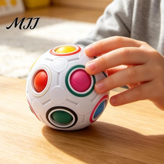 Mini Push Ball Football Fidget Toy with 12-Holes, Stress Relief Press Sensory Toy, Rainbow for Adults and Kids Hand Exercise Tools