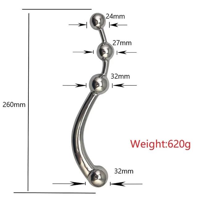 Stainless Steel Double Large Butt Plug Fake Dildo G Spot Metal Anal Beads Plug P-spot Prostate Massager Stick Vaginal Sex Toy