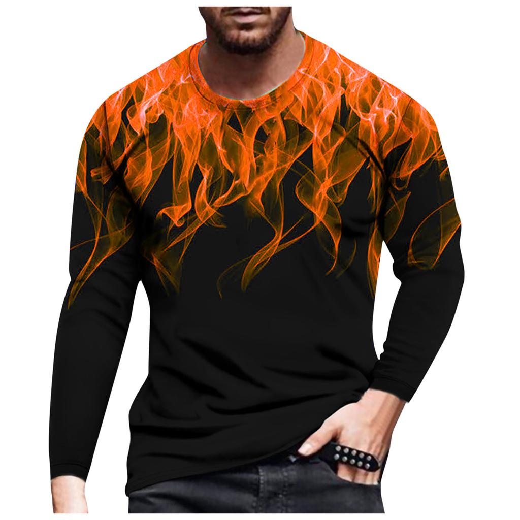 Long Sleeve Tee Shirts For Men,Mens Fashion Printed O-Neck T-Shirt Tops Casual Sport Athletic Pullover Blouse