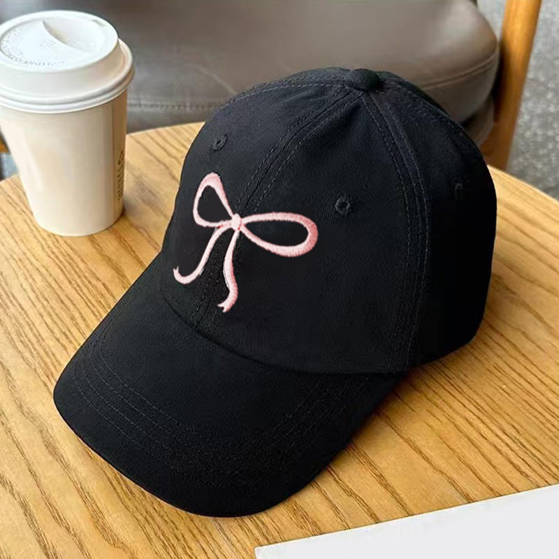 Bow Tie Baseball Cap Female Big Head Baseball Cap American Wide Brim Retro Trend Embroidery Duck Tongue Cap