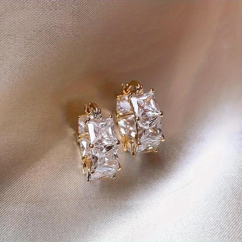 

2pcs Gold Stone Earrings for Women, Natural Gemstone Fashion Studs, Versatile Daily Party Jewelry, Valentine s Day Gift for Her золотий