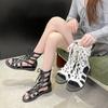 Summer Elegant  Sexy Round-toe Lace Up Flat Sandals Fashion Best-selling Plus Size New Style Comfortable Roman Women's Shoes