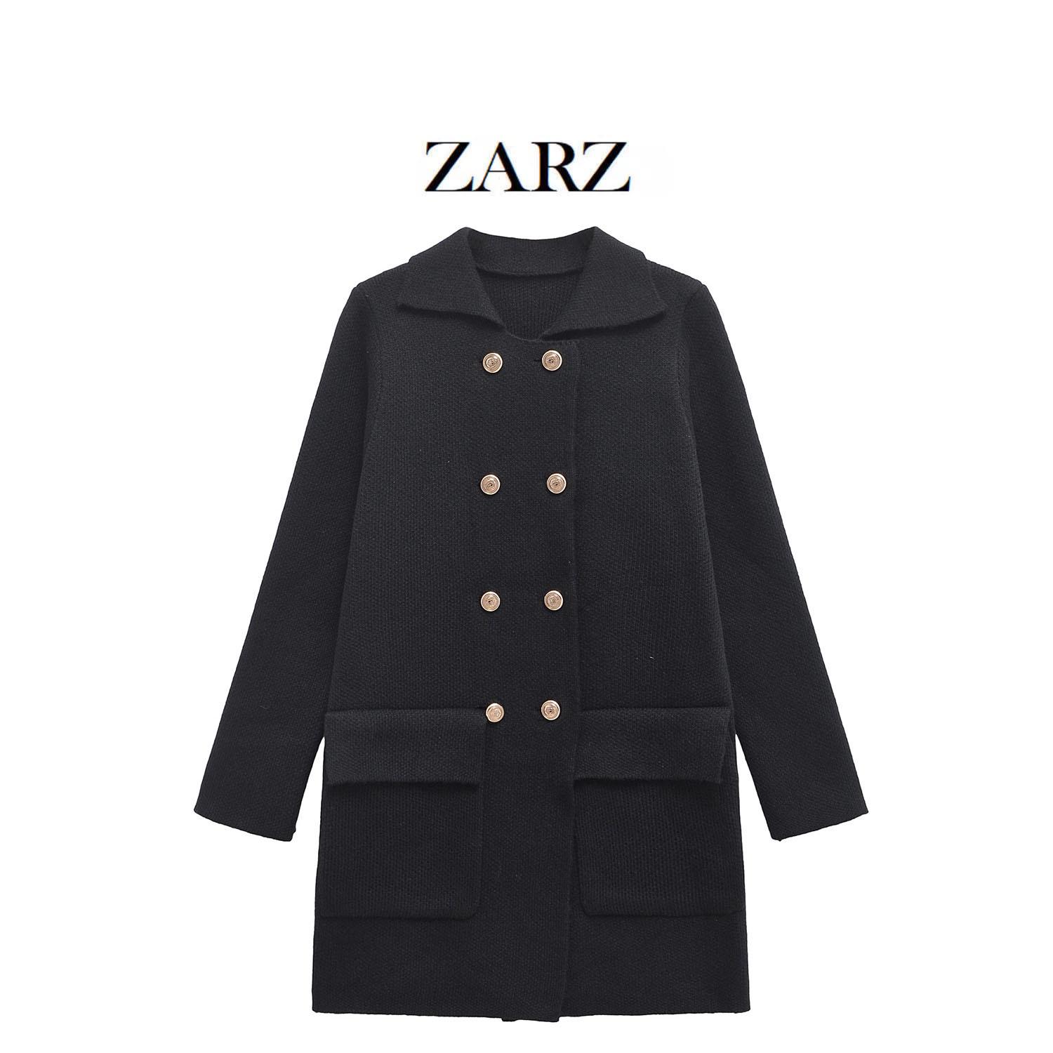 

ZARZ Women s Classic Style Pure Wool Knitted Overcoat Jacket Medium чорний