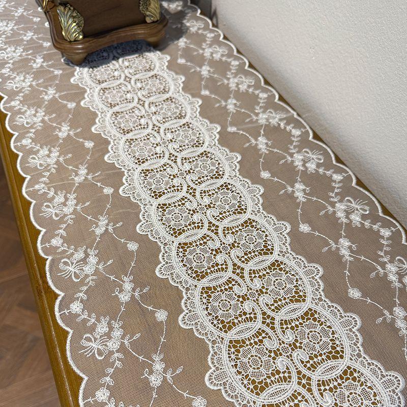 European American Light Luxury White Lace Coffee Table Long Dining Table Cover Cloth Table Flag TV Cabinet Shoe Cabinet Chest Cabinet Tablecloth