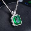 Emerald Princess Cut Pendant Luxury Party Engagement Zircon Necklace Jewelry