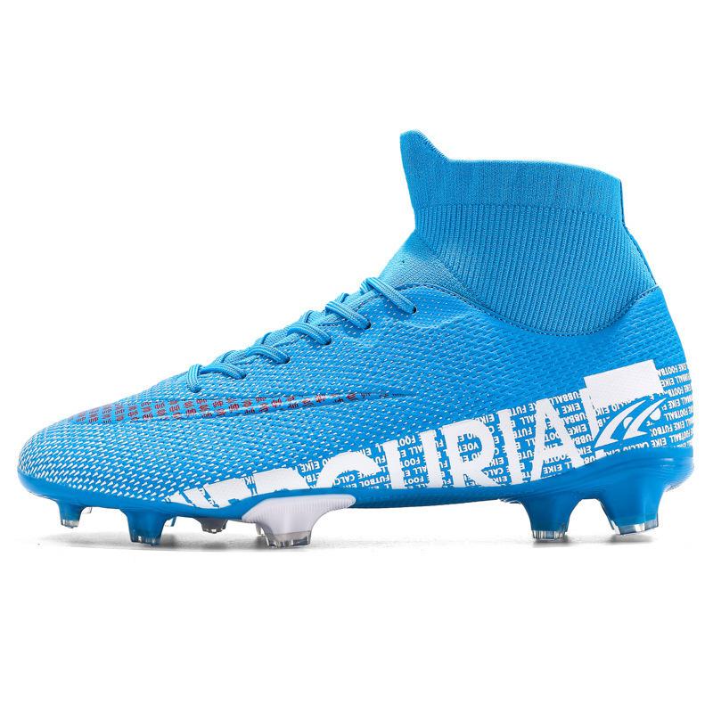 New soccer boots spike flat high top socks mouth training shoes student youth TF sneakers 35