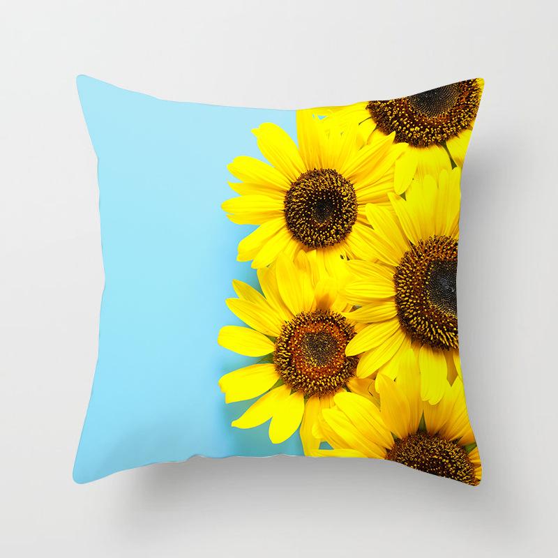 New Spring And Summer Sunflower Sunflower Pillow Case Home Sofa Pillow Does Not Include Core Floral Cushion Cover Quality