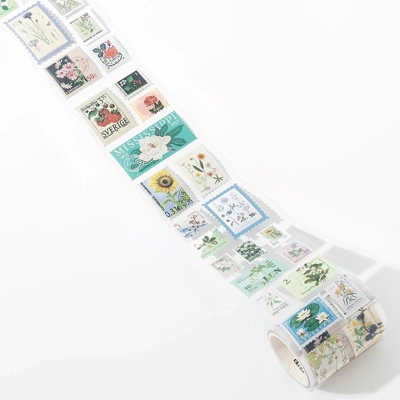 

5.5x200cm Vintage Stamp Tape Style Stickers 1 Roll Decorative Collage Diary Album Scrapbooking Material Craft Supplies